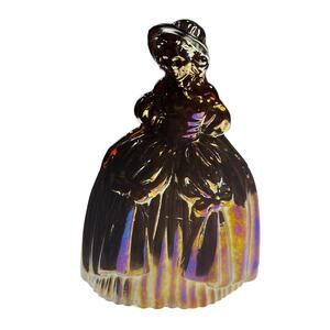 Boyd Irridescent Marguerite Chocolate Carnival Glass Figurine Doll 4" Stamped